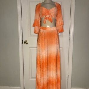 Coral Crop top& Skirt Set